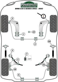 BMW 3 Series E30 inc M3 (1982 - 1991) Powerflex diagram - Reference 6
