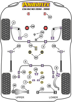 BMW 3 Series E36 inc M3 (1990 - 1998) Powerflex diagram - Reference 50