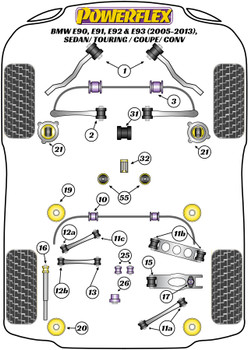 BMW 3 Series E90, E91, E92 & E93 (2005-2013) E9* Sedan / Touring / Coupe / Conv Powerflex diagram - Reference 11c