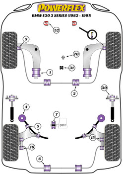BMW 3 Series E30 inc M3 (1982 - 1991) Powerflex diagram - Reference 6