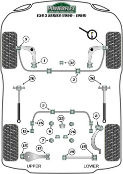 BMW 3 Series E36 inc M3 (1990 - 1998) Powerflex diagram - Reference 30
