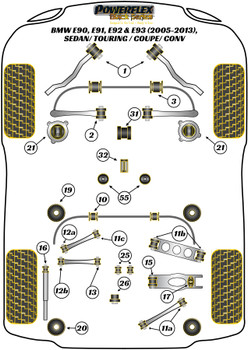 BMW 3 Series E90, E91, E92 & E93 (2005-2013) E9* Sedan / Touring / Coupe / Conv Powerflex diagram - Reference 12a