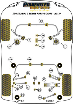 BMW 3 Series E90, E91, E92 & E93 (2005-2013) E9* xDrive Powerflex diagram - Reference 1