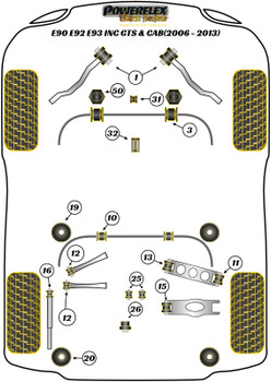 BMW 3 Series E90, E91, E92 & E93 (2005-2013) E9* M3 inc GTS & Cab Powerflex diagram - Reference 25