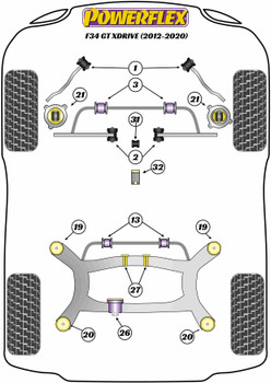BMW 3 Series F30, F31, F34, F80 (2011 - 2018) F34 GT xDrive (2013 - 2020) Powerflex diagram - Reference 25