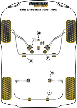 BMW 8 Series E31 (1989 - 1999) Powerflex diagram - Reference 3