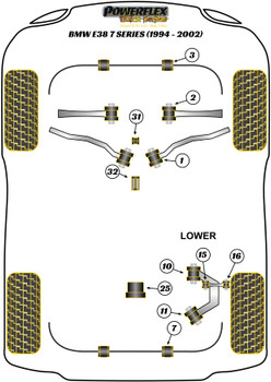 BMW 7 Series E38 (1994 - 2002) Powerflex diagram - Reference 3