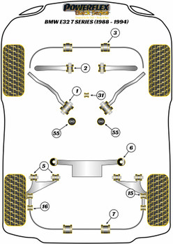 BMW 7 Series E32 (1988-1994) Powerflex diagram - Reference 1