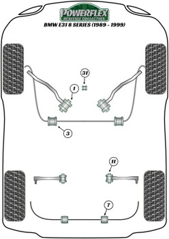 BMW 8 Series E31 (1989 - 1999) Powerflex diagram - Reference 55