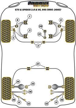 Alfa Romeo GTV & Spider 916 2.0 & V6 (1995-2005) Powerflex diagram - Reference 1