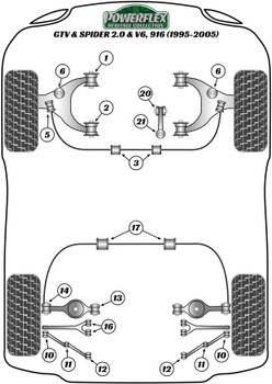 Alfa Romeo GTV & Spider 916 2.0 & V6 (1995-2005) Powerflex diagram - Reference 17