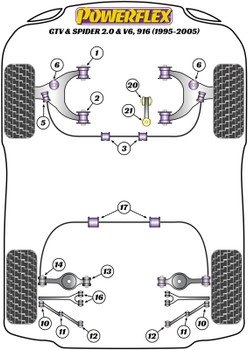 Alfa Romeo GTV & Spider 916 2.0 & V6 (1995-2005) Powerflex diagram