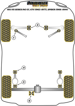 Alfa Romeo 105/115 Guilia, GT, GTA, GTV (1963-1977) Powerflex diagram - Reference 5