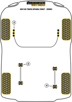Alfa Romeo 164 V6 & Twin Spark (1987 -1998) Powerflex diagram - Reference 4