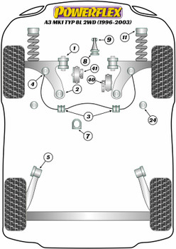 Audi A3 / S3 / RS3 A3 / S3 8L (1996-2003) A3 MK1 8L 2WD (1996-2003) Powerflex diagram - Reference 4