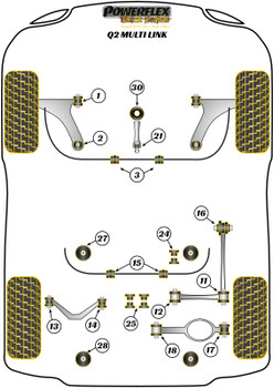 Audi Q2 (2017 - On) Q2 4WD Quattro MULTI LINK Powerflex diagram - Reference 13