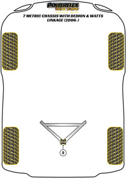 Caterham 7 (DeDion with Watts Linkage) 7 Metric Chassis with DeDion & Watts Linkage (2006 on) Powerflex diagram - Reference 5