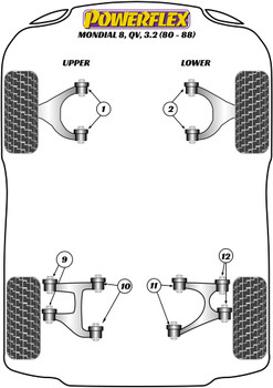 Ferrari Mondial 8, Quattrovalvole & 3.2 (1980 - 1988) Powerflex diagram - Reference 12