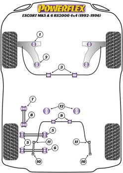 Ford Escort Models Escort MK5,6 RS2000 4X4 (1992-96) Powerflex diagram - Reference 9