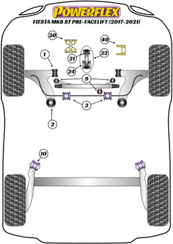 Ford Fiesta Models Fiesta MK8/8.5 inc ST (2017 on) Fiesta MK8 ST 200 (2017 - ON) Powerflex diagram - Reference 40