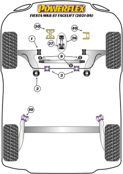 Ford Fiesta Models Fiesta MK8/8.5 inc ST (2017 on) Fiesta MK8.5 ST 200 Facelift (2021 on) Powerflex diagram - Reference 27