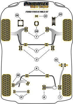 Ford Focus Models Focus Mk2 inc ST and RS (2005-2010) Focus MK2 ST (2005-2010) Powerflex diagram - Reference 10