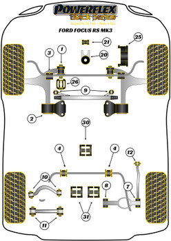 Ford Focus Models Focus Mk3 inc ST and RS (2011-2018) Focus MK3 RS (2016-2018) Powerflex diagram - Reference 12