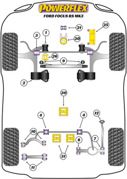 Ford Focus Models Focus Mk3 inc ST and RS (2011-2018) Focus MK3 RS (2016-2018) Powerflex diagram - Reference 20