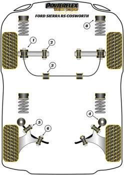 Ford Sierra Models Sierra Cosworth Models (1986-1992) 3Dr RS Cosworth inc. RS500 (1986-1988) Powerflex diagram - Reference 6