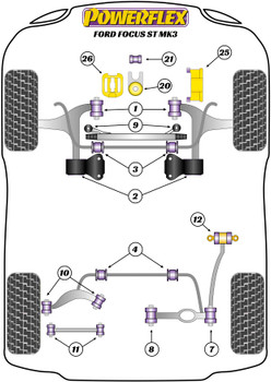 Ford Focus Models Focus Mk3 inc ST and RS (2011-2018) Focus Mk3 ST (2012-2018) Powerflex diagram - Reference 21