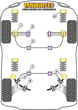 Ford Sierra Models Sierra Cosworth Models (1986-1992) 3Dr RS Cosworth inc. RS500 (1986-1988) Powerflex diagram - Reference 7