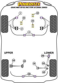 Honda Civic Models Civic Mk7 EP/EU inc. Type R (2001 - 2005) Powerflex diagram - Reference 24