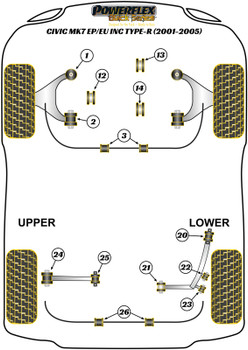 Honda Civic Models Civic Mk7 EP/EU inc. Type R (2001 - 2005) Powerflex diagram - Reference 13