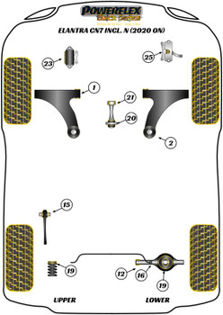 Hyundai Elantra Models Elantra AE/CN7 inc N (2020 on) Powerflex diagram - Reference 16