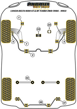 Lancia Delta 1600 GT & HF Turbo 2WD (1986-1992) Powerflex diagram - Reference 1