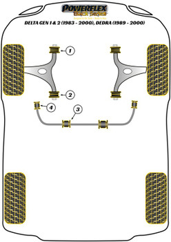 Lancia Dedra inc Integrale (1989-1999) Powerflex diagram - Reference 1