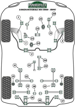 Lancia Delta HF Integrale inc Evo (1986 - 1995) Powerflex diagram - Reference 22