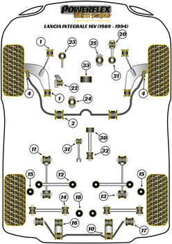 Lancia Delta HF Integrale inc Evo (1986 - 1995) Powerflex diagram - Reference 18