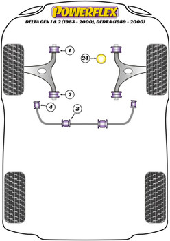 Lancia Dedra inc Integrale (1989-1999) Powerflex diagram - Reference 2