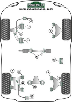 Mazda MX-5, Miata, Eunos Mk2 NB (1998-2005) Powerflex diagram - Reference 8