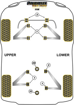Lotus Elise (1996 - 2021) 111R (2001-2011) Powerflex diagram - Reference 21