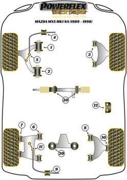 Mazda MX-5, Miata, Eunos Mk1 NA (1989-1998) Powerflex diagram - Reference 20
