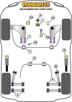 Mini R55 Clubman Gen 1 (2007 - 2014) Powerflex diagram - Reference 2