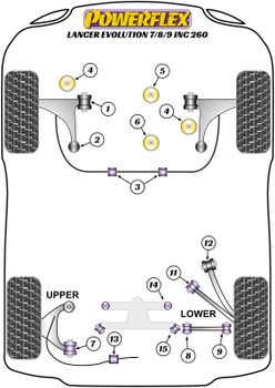 Mitsubishi Lancer Evolution VII, VIII & IX inc 260 (2001 - 2007) Powerflex diagram - Reference 6