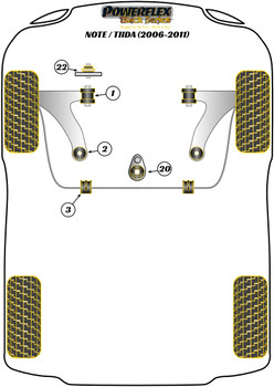 Nissan Note / Tiida (2006 - 2011) Powerflex diagram - Reference 2
