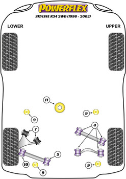 Nissan Skyline R34 2WD Incl. 25GT, 25GTT & GTV (1998 - 2002) Powerflex diagram - Reference 4