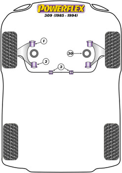 Peugeot 309 inc GTI (1985-1994) Powerflex diagram - Reference 3