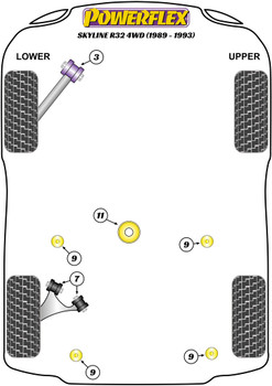 Nissan Skyline R32 4WD Incl. GT-R & GTS-4 (1989 - 1993) Powerflex diagram - Reference 11