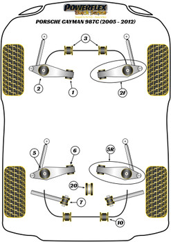 Porsche 987C Cayman (2005 - 2012) Powerflex diagram - Reference 2