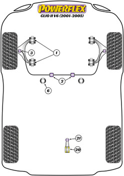 Renault Clio Models Clio V6 (2001 - 2005) Powerflex diagram - Reference 2